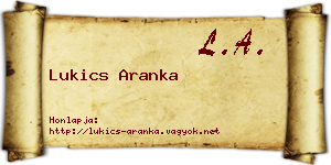 Lukics Aranka névjegykártya
